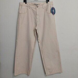 Vintage Fossil Utility Straight Jeans Men's Size 38x32 Cream 5-Pocket Full Thigh